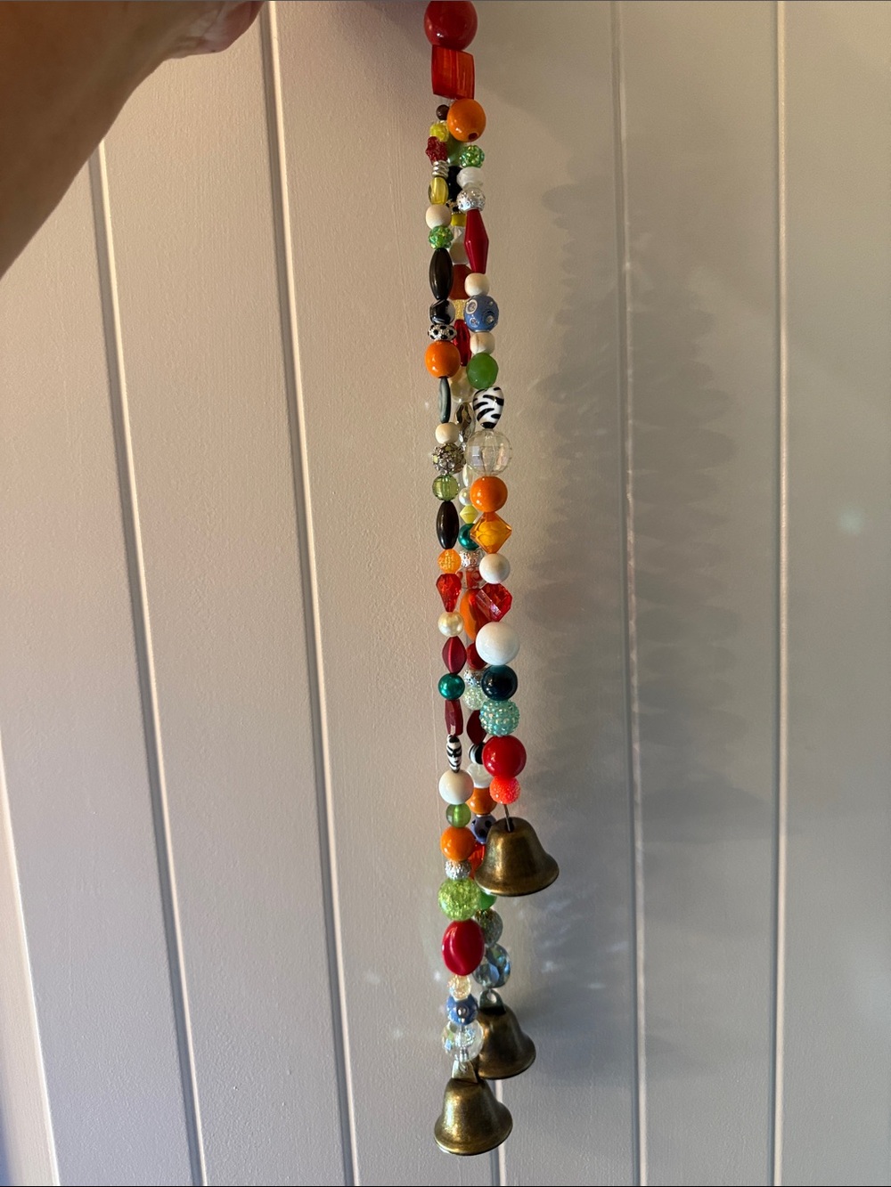 Handcrafted Multicolor Bead and Bell Hanging Accent - Unbranded